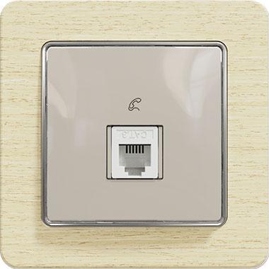 Sedna telephone socket (beige insert, birch frame)